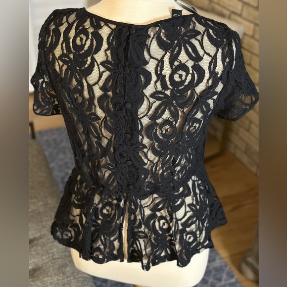 Black Lace Peplum Top - Picture 2 of 6